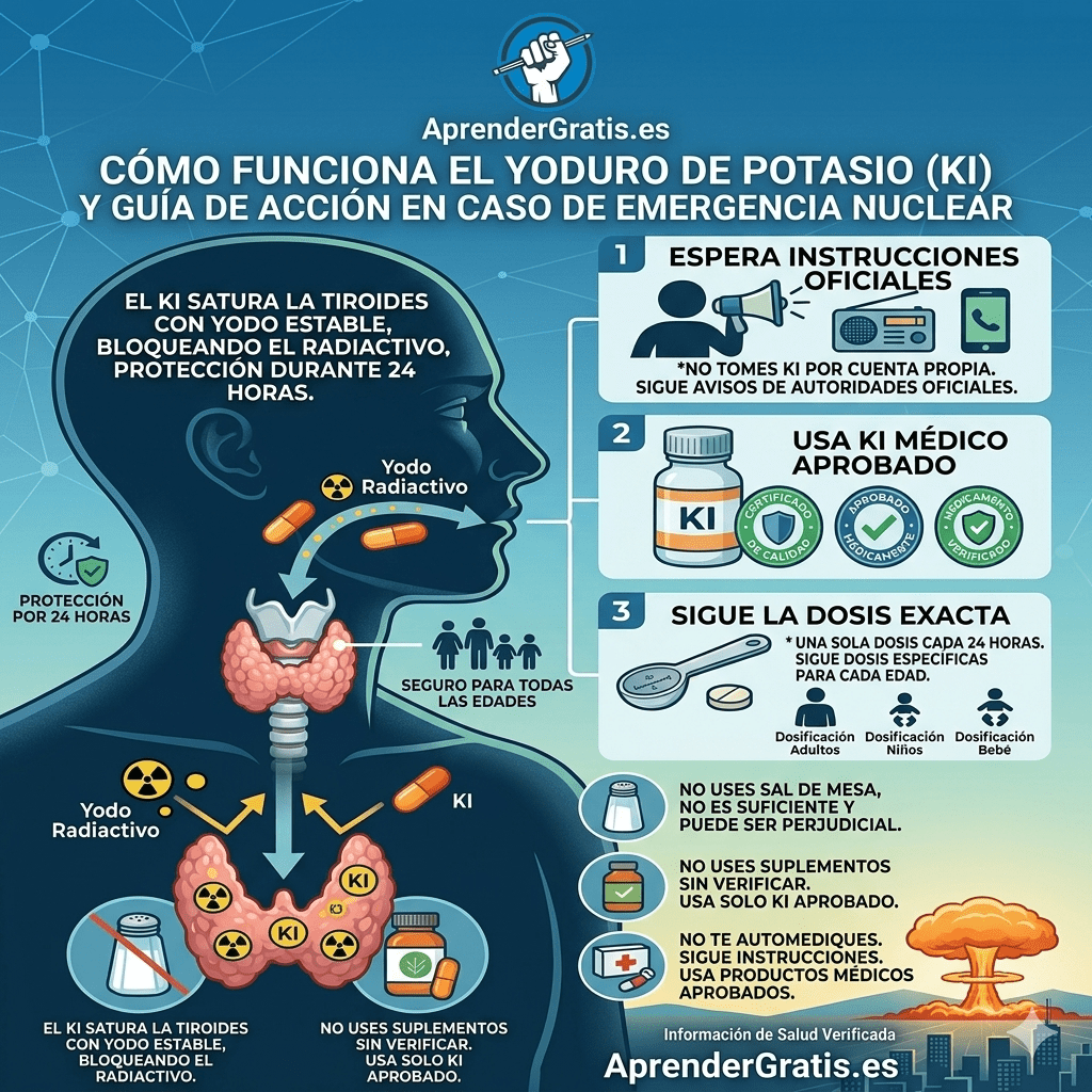 infografía sobre cómo tomar yoduro de potasio contra radiación nuclear