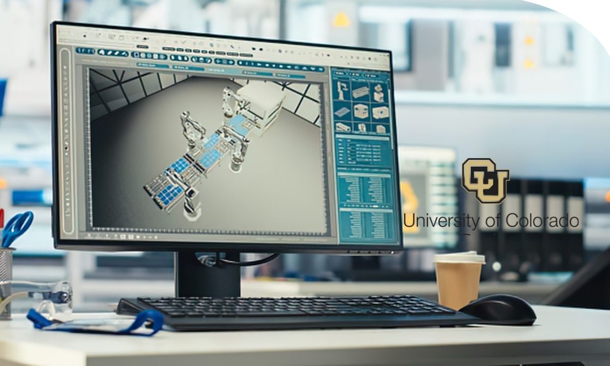 Ingeniero diseñando un sistema óptico con lentes y simulación en ordenador