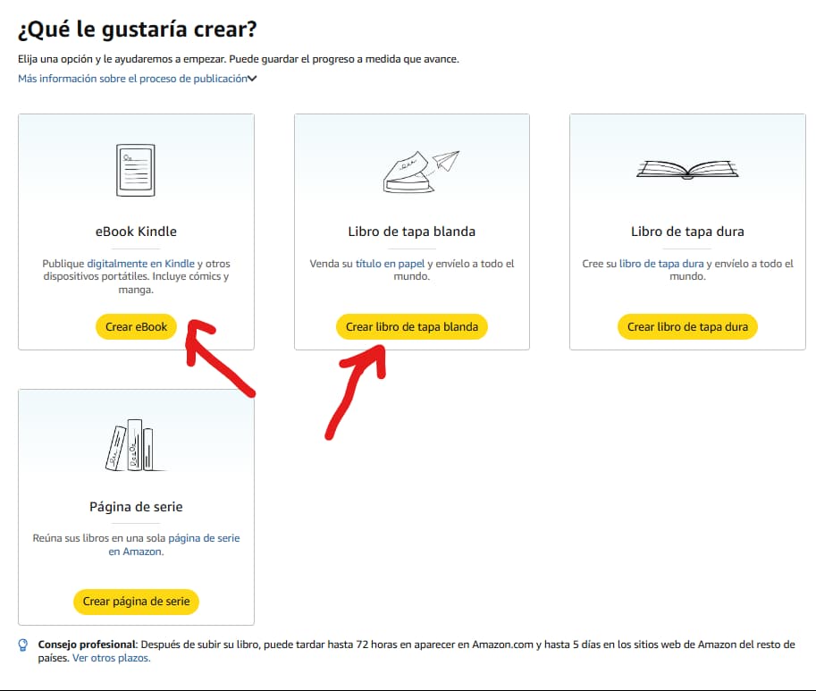 imagen de cómo se verá la creación del libro de Amazon