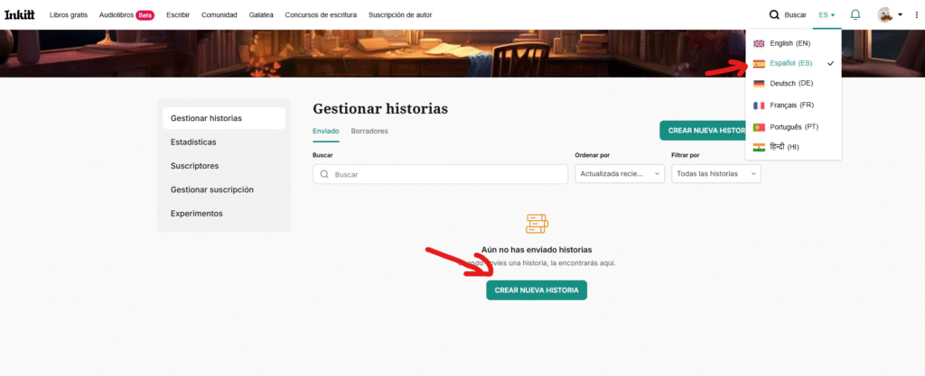 publicar historias en español en Inkitt
