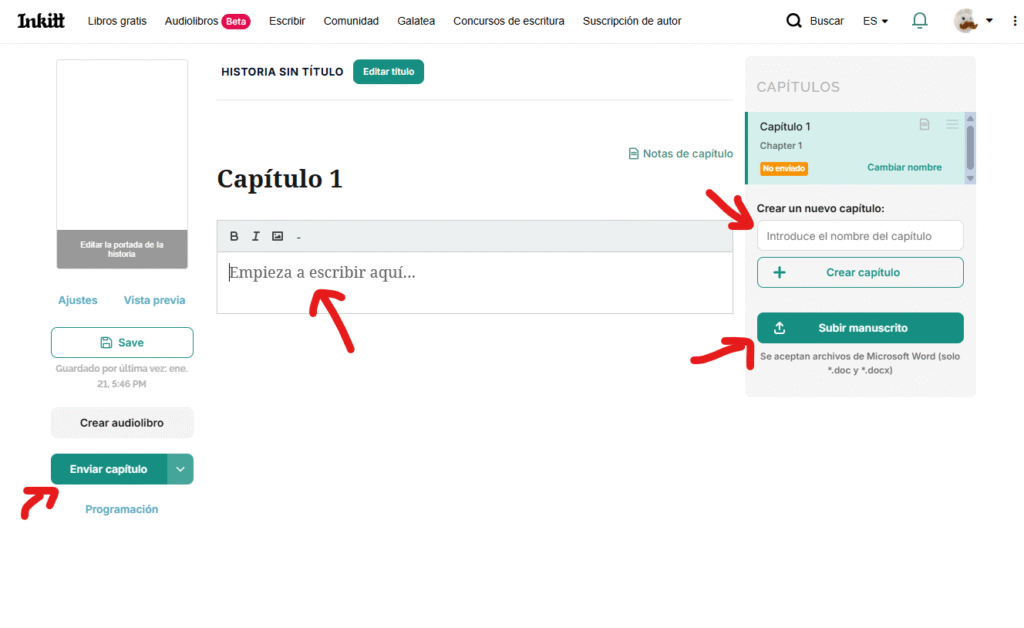 cómo comenzar con tus escritos en Inkitt