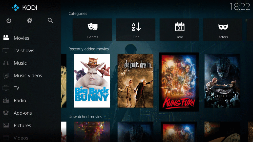 Kodi para ver películas, televisión y fútbol gratuito.