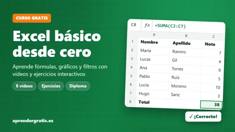 Curso de Excel básico gratis desde cero con ejercicios interactivos