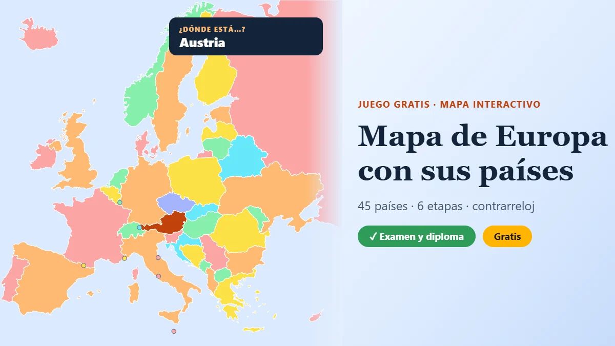 Juego del mapa de Europa: mapa interactivo de países