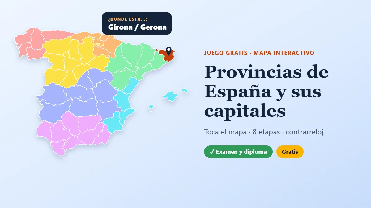 Juego de las provincias de España: mapa interactivo con las provincias por colores