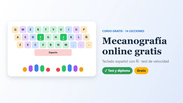 Mecanografía online gratis con test de velocidad y diploma