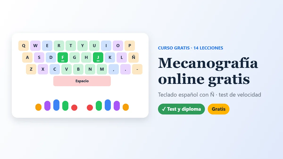 Mecanografía online gratis con test de velocidad y diploma