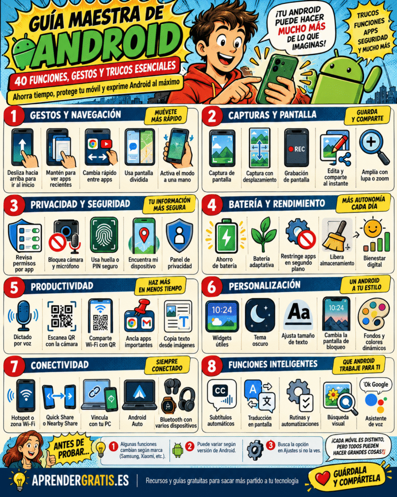 guía de 40 atajos para Android